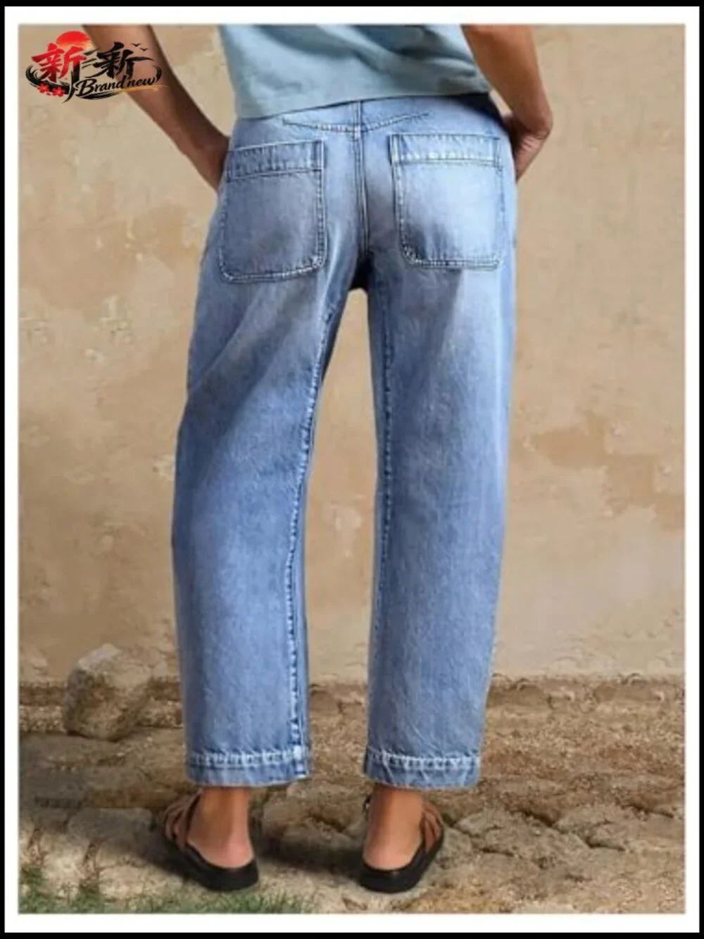 Mid Rise Cropped Barrel Jeans with Pockets Streetwear